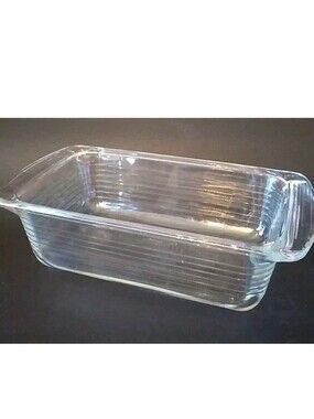 Libbey clear glass ribbed bread loaf baking dish 1.5 quarts New